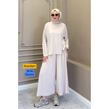 Balenbi Kadın Modal Kumaş Oversize Bol Paça Pantolon Rahat Kalıp Ikili Tesettür Takım 1222 - Premium Seri