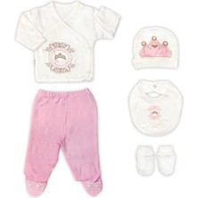 Majeur Sema Baby Prenses Lüks 5 Parça Hastane Çıkışı Zıbın Seti