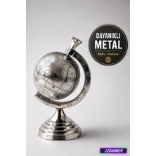 L'edoren Dekoratif Metal Yerküre Biblo Nikel Dünya Küresi Masaüstü Objesi H0024