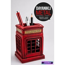 L'edoren Dekoratif Metal Londra Telefon Kulübesi Kalemlik Kırmızı Masaüstü Ofis Hediyelik 1110MV-809