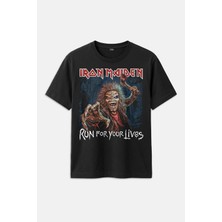  Metal Music Iron Maiden Guitar Gitar Skull Siyah Regular Fit Tişört