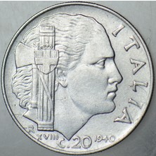 Banknoting Italya 20 Centesımı 1940 Xvııı Km 75B.