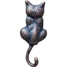 Colezium Antika Tarz Dekoratif Pirinç Kedi Sırt Kapı Tokmağı, Taktak - 160X65MM, Oksit