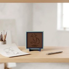 Miaju Oturan Kedi ve Meow Yazılı Modern Dekoratif Obje, Ev ve Ofis Için Zarif Aksesuar 10X10 cm