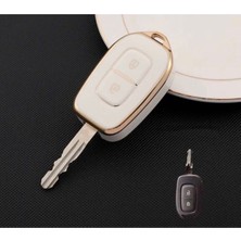 Keyron Dacia Duster Scenic Master Megane 2 Tuşlu Nano Anahtar Koruma Kılıfı Beyaz Gold Renk