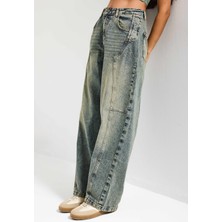 It's Basic Kadın T.Kot Rengi 4w5-85 Barrel Fit Cep Detaylı %100 Koton Tasarım Denim Jean