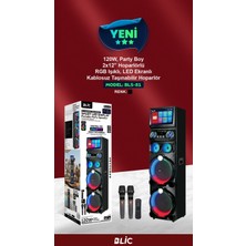 Umo Teknoloji Blıc Bls-81 120W Party Speaker 2X12 Inç Rgb Işıklı LED Ekranlı Kablosuz Taşınabilir Hoparlör + 2 Mikrofon
