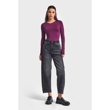It's Basic Kadın Koyu Füme Renk Venüs 2w5-1 Carrot Fit Rahat Kesim %100 Koton  Denim Jean