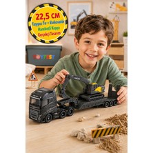 Toyfest Volvo FH16 Taşıyıcı Tır ve Ekskavatör Inşaat Aracı Oyuncak Seti 22.5 cm