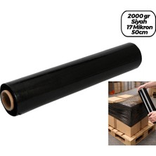 6 Adet Brüt: 2000GR = Net Streç: 1500GR Siyah Koli - Palet Streç Film 17 Mikron 50CM (4887)