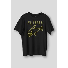  Kurt Cobain Flipper T-Shirt Nirvana Grunge Rock Punk Baskılı Siyah Tişört Unisex
