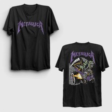  Unisex Siyah Metallica V2 Cincinnati Print Brandon Heart Sırt Baskılı T-Shirt 517373TT