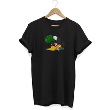  Ağaçkakan Baskılı Siyah T-Shirt