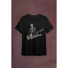  Siyah Unisex Tshirt Sid Vicious Sex Pistols Bass Guitar Music Punk Baskili Tisort