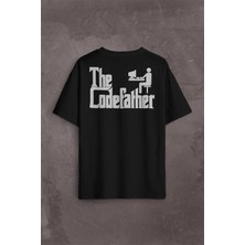  The Codefather Godfather Bilgisayar Code Korsan Hacker Yazılımcı Sırt Ön Baskılı Oversize Tişört Uni