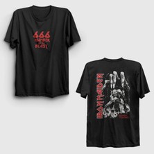  Unisex Siyah Beast V2 Metal Iron Maiden Sırt Baskılı T-Shirt 515988TT