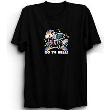  Go To Hell, Unicorn Skeleton, Cehenneme Git Tişört