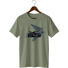  Erkek Motosiklet Baskılı Bisiklet Yaka Günlük Pamuklu T-Shirt