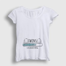  Kadın Beyaz Twins Loading Boys Yükleniyor Doğum Hamilelik T-Shirt 535412TT