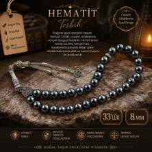 Lia Charm El Yapımı Hematit Doğal Taş Tesbih 8 mm 33'lük Cesaret ve Odaklanma Taşı