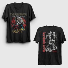  Unisex Siyah Beast V3 Metal Iron Maiden Sırt Baskılı T-Shirt 516030TT