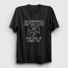  Unisex Siyah Logo LED Zeppelin T-Shirt 95758TT