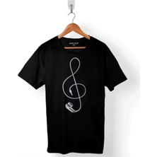  I Love Music Sol Anahtarı Kulaklık Walkman Baskılı Unisex Tişört