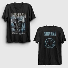 Unisex Siyah Guitar Kurt Cobain Nirvana Sırt Baskılı T-Shirt 516771TT