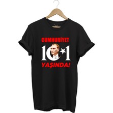  29 Ekim Cumhuriyet Bayramı Atatürk Ay Yıldız Baskılı Cumhuriyet 101 Yaşında Türkiye Tişört