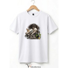  Unisex Avcı Köpeği ve Ördek Baskılı Ördek Avı Doğa ve Yaban Hayatı Outdoor %100 Pamuk Basic T-Shirt