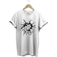  Sevimli Kurbağa Baskılı %100 Pamuk Regular Fit Bisiklet Yaka Beyaz T-Shirt