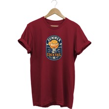  Summer Cocktail Unisex Kokteyl Baskılı Yaz Temalı Regular Kalıp Bisiklet Yaka T-Shirt