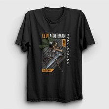  Unisex Siyah Levi Fan Anime Attack On Titan T-Shirt 125591TT