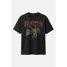  LED Zeppelin Falling Angel Rock Music Baskılı Tişört Unisex T-Shirt