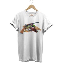  Avcılık Hunter Keklikler Keklik Kuşu Avcılığı Tüfek ve Fişek Baskılı %100 Pamuk Regular Fit T-Shirt