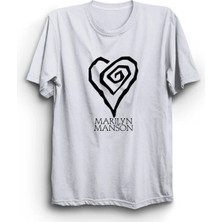  Marilyn Manson, Heart Logo, Rock Metal Müzik Grubu Baskılı, Unisex, %100 Pamuk Tişört