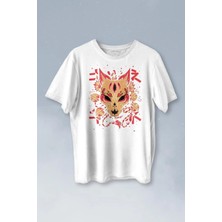  Kitsune Mask Japanese Japon Kültür Baskılı Tişört Unisex T-Shirt