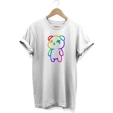  Neon Ayıcık Baskılı Beyaz T-Shirt