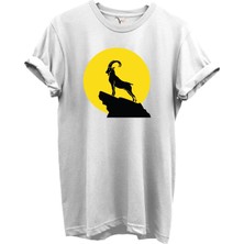  Dağ Keçisi Siluet Baskılı %100 Pamuk Regular Fit Bisiklet Yaka Unisex T-Shirt