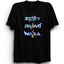  Huntrix, K-Pop Demon Hunters, Mira, Rumi, Zoey Baskılı Unisex, %100 Pamuk Tişört