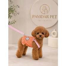 Retro Çizgili Kedi/köpek Göğüs Tasma Takımı (2 Parça Göğüs Tasması ve Gezdirme Kayışı) Askılı Denim / Salopet