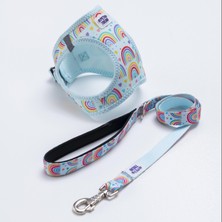 Pettrend Joyful Colors Göğüs Tasması ve Sevk Kayışı Tasma Seti Gökkuşağı Desenli Kedi Köpek Göğüs Tasması Seti