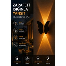 Tenk Dekoratif Kelebek Duvar Apliği Amber Işık Modern Dekoratif Villa Bahçe Apliği