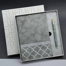 Colezium Kutulu Deri Defter Roller Kalem Set