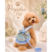 Premium Çiçek Desenli Kedi/köpek Elbisesi / Göğüs Tasma Seti. (2 Parça Elbise ve Gezdirme Kayışı) Premium Tasarım