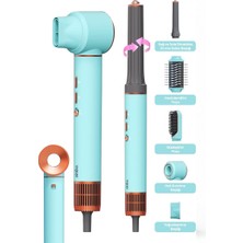 Go İthalat Mavi Air Brush 5in1=bukle-Hacimle-Düzleştir-2-Fırça Saç Kurutma - Şekil Makinesi 1300W 3-Kdm.hız Sıcaklık SHD-1729 (5582)