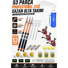 Fishack Profesyonel 3’lü Sazan Olta Takımı - 3.60MT- Kırılmaz Kamış Metal Kafa Makine