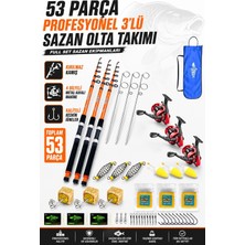 Fishack Profesyonel 3’lü Sazan Olta Takımı - 3.30MT- Kırılmaz Kamış Metal Kafa Makine