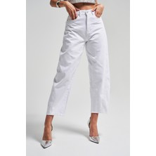 It's Basic Kadın Beyaz Renk Venüs 5s5-2 Carrot Fit Rahat Kesim %100 Koton İç Göstermez Denim Jean