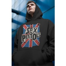 Sevbano Sex Pistols Rock Metal Müzik Grubu Ön Baskılı Unisex Oversize Premium Hoodie